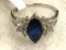 Blue Sapphire and CZ Ring Size 8