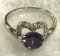 Heart Shaped Purple Amethyst Ring Size 7