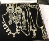 4 Rhinestone Necklaces and 3 Pairs of Earrings