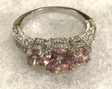 Pink Sapphire 3 Stone Ring Size 8