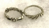 2 Sterling Silver Rings Size 4 1/2 and 6 1/2