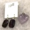 J.Jill- Pair Large Amethyst and Sterling Wire Earrings and Large Amethyst Heart Pendant