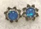 Blue Fire Opal Flower Earrings