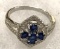 Sterling Silver Blue and White Sapphire Ring Size 7