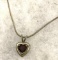 Sterling Silver Necklace with Red Ruby Heart