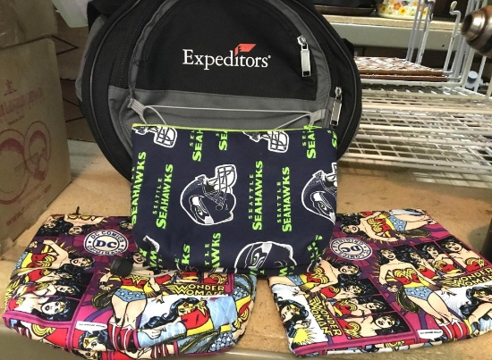 New Bag Lot- Collapsible Cooler, DC Comics Wonder woman and Seahawks