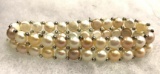 Double Row Potato Pearl and Silver Bead Stretch Bracelet- Beautiful