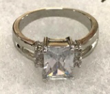 6.40ct White Sapphire Zircon Ring size 8