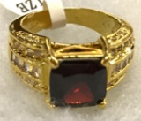 Red Ruby and CZ Ring size 9