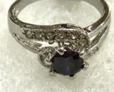 Purple Amethyst and CZ Ring Size 8