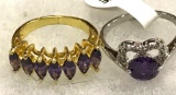 2 Purple Amethyst rings size 6 or 7