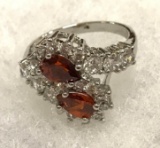 Pear Cut Red Ruby Crystal Ring Size 8
