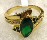 Marquise Cut Green Emerald Ring Size 9