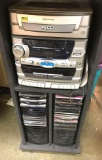 Westing House AM/FM 5 disc CD Player with Dual Cassettes and Remote Control, Stereo Stand and CD's