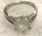 6 Claw Round Cut White Fire Opal Ring Size 8