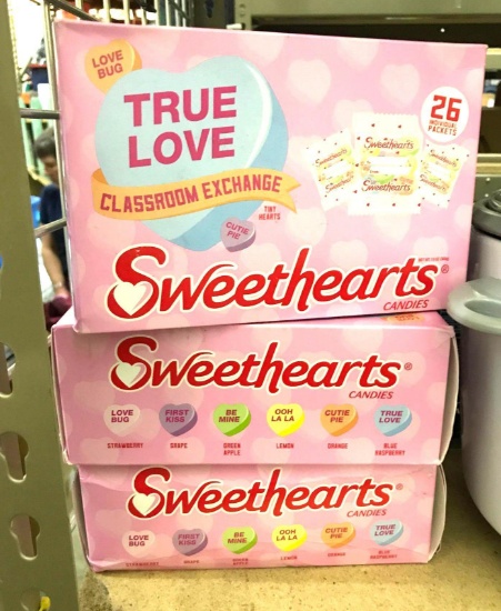 3 Boxes of Sweethearts (26 Packages in each Box)