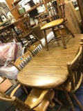 Dining Room Table, 6 Chairs with Leather Bottoms and Leaf