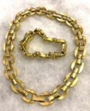 Gold Tone Necklace and Matching Bracelet