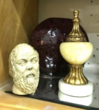 Vase, Bust and Marble paper weight