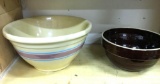 2 Antique Stoneware Mixing Bowls