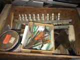Old Wood Crate with Hand Tools and Hardware