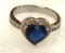 Heart Blue Sapphire Ring Size 8