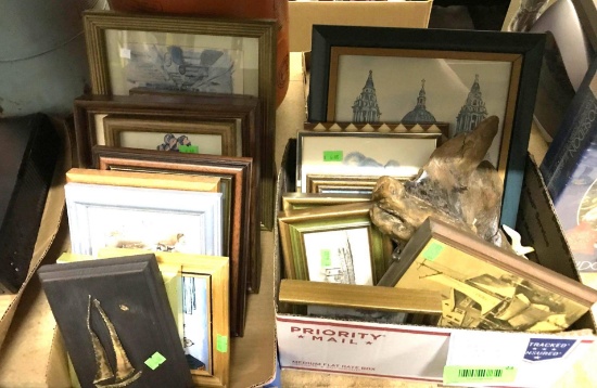 2 Boxes of Framed Pictures/ Art