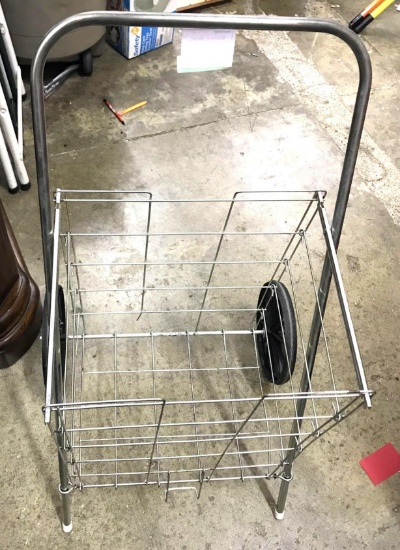 Rolling Metal Shopping Basket Cart