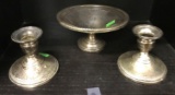 Weighted Sterling Silver Candle Holders and Sterling Silver Dish