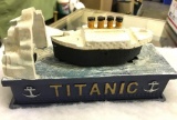 Vintage Titanic Cast Iron Spring Action Mechanical Coin Bank
