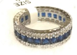 Blue and White Sapphire Ring Size 9