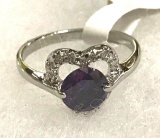 Heart Shaped Purple Amethyst Ring Size 9