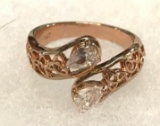 Heart Cut White Sapphire Rose Gold Color Ring Size 8