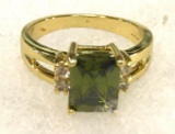 Olive Green Peridot Ring Size 7