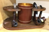 Vintage Pipe Holder with Pipes