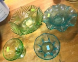 4 Piece Green Glassware