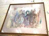 Large Framed Horse Racing Water Color 36