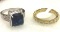 Big Blue Sapphire Ring Size 9 and Round Cut Zircon Ring Size 9