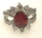 Oval Cut Red Ruby Flower Ring Size 6