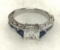 Princess Cut Blue Sapphire and White Sapphire Ring Size