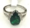 Green Emerald Tear Drop Ring Size 7