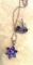 Sterling Silver Amethyst Flower Pendant with Chain and Earrings (Not silver)