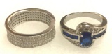 CZ Band Size 8 and Blue Sapphire and CZ Ring Size 6