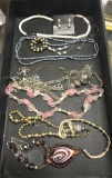 Lot of Costume Jewelry- Including Crystal Necklace and earrings and Blown Glass Necklace