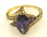 Marquise Cut Purple Amethyst Ring Size 9