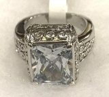 Big White Sapphire Ring Size 6