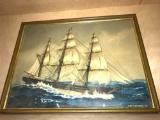 Framed Oil Sail Boat Picture 16