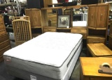 Queen Oak Bed Frame with drawers, Mattress and Box spring
