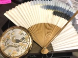 24k Gold Painted Dish from Japan and Japanese Fans