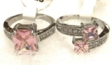 2 Pink Sapphire and Cz Rings Size 6